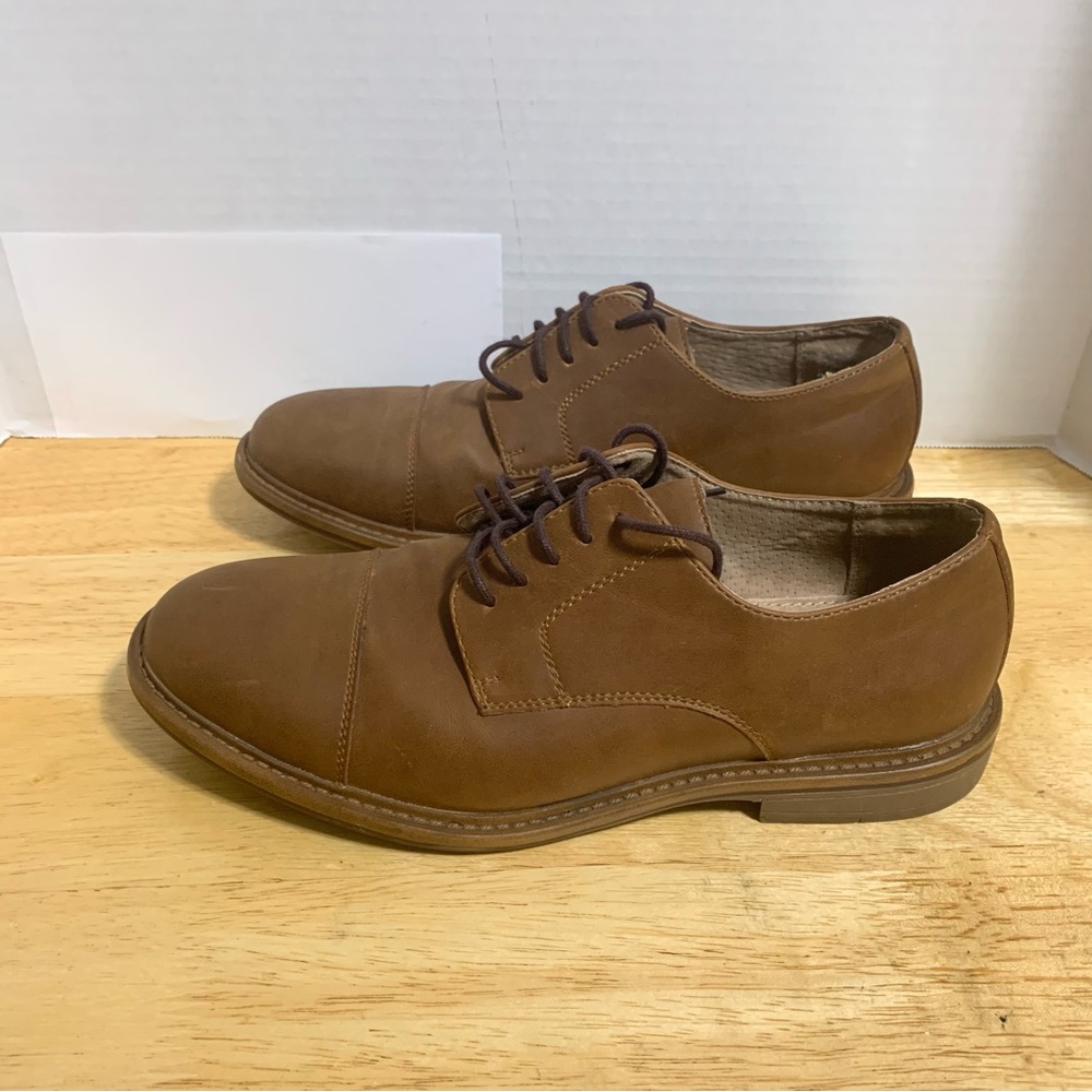 Mens Merona‎ Comfort Gel Brown Faux Leather Cap Toe Dress Oxford Shoes Size 8 M